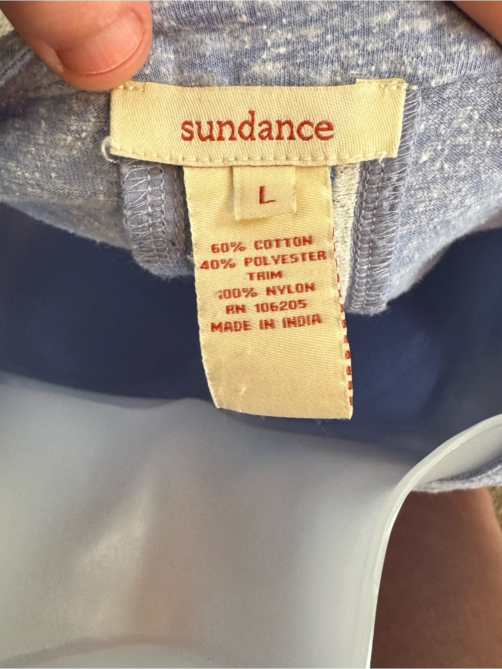 Sundance Embroidered Beaded Light Blue Long Sleeve Lace Trim Henley Top Size L - Picture 10 of 10